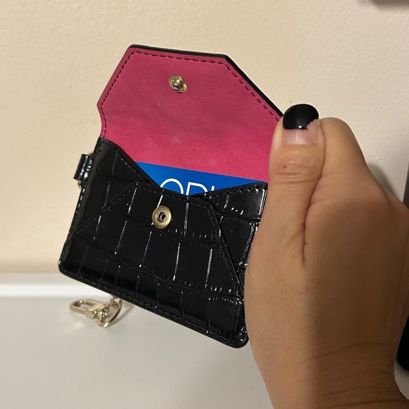 Maje Black Croc-Embossed Wallet with Chain - Picture 3 of 3